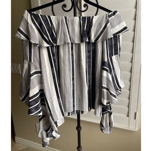 Off The Shoulder Striped Blouse